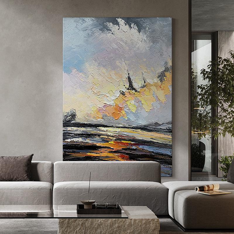 Abstract Colorful Textured Landscape Cloud Sky Acrylic Oil Painting - LoveOilpainting