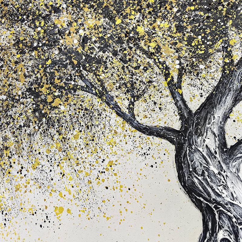 Abstract 3-piece Black Gold Tree Acrylic Texture Set of 3 Oil Painting - LoveOilpainting