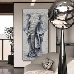 Animal Grey Elephant Abstract Modern Minimalist Oil Painting for Living Dining Room Bedroom - LoveOilpainting