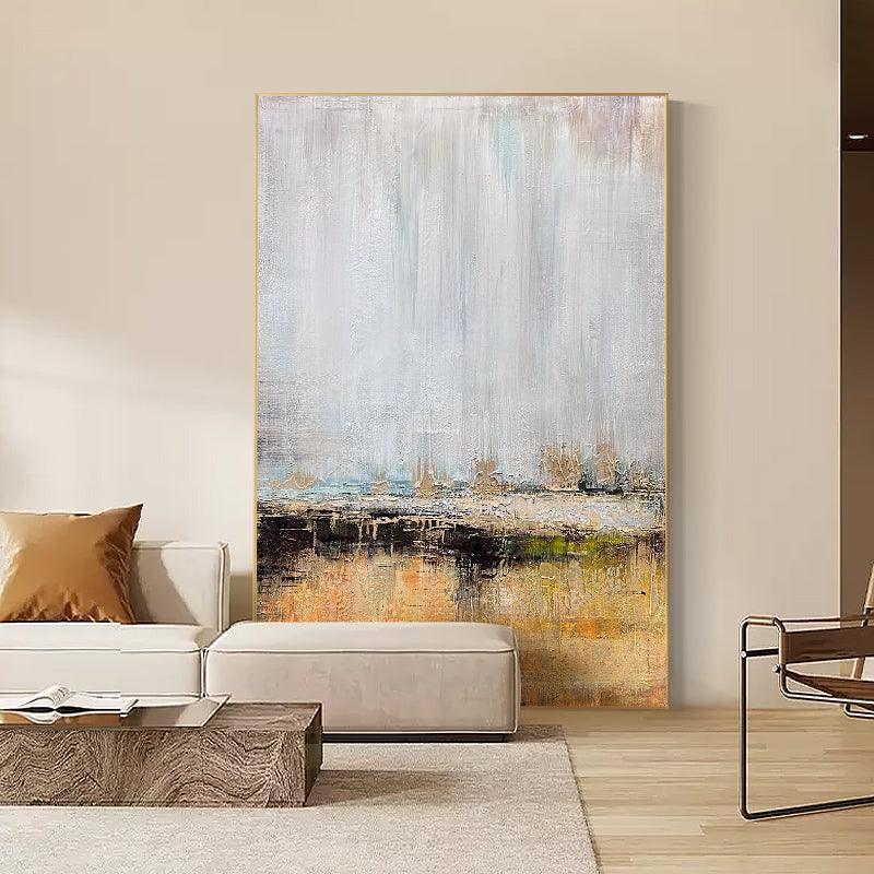 Wabi Sabi Gold Textured Abstract Beige Landscape Wall Art - LoveOilpainting