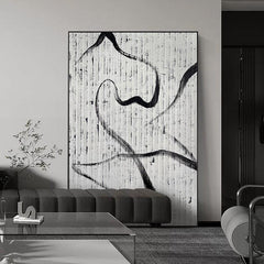 Wabi-sabi Black and White Textured Abstract Oil Painting - LoveOilpainting