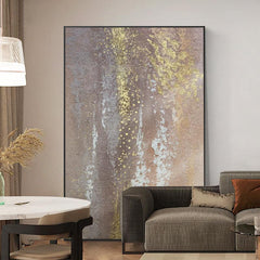 Framed Brown with Gold Foil Abstract Textured Oil Painting Canvas Wall Art - LoveOilpainting