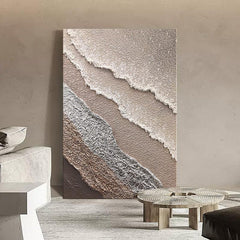 3D Minimalist Ocean Beach Waves Painting on Canvas - LoveOilpainting