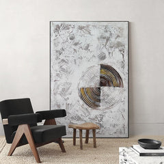 3D Minimalist Beige with Gold Textured Abstract Oil Painting on Canvas - LoveOilpainting