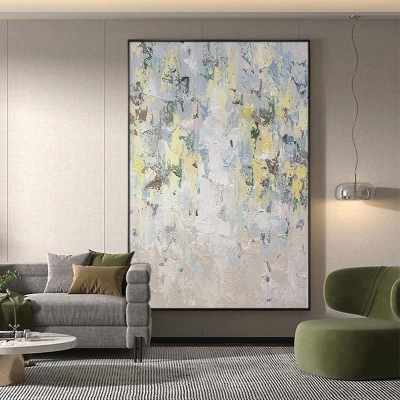 Abstract Modern Floral Beige and Yellow Flower Oil Painting - LoveOilpainting