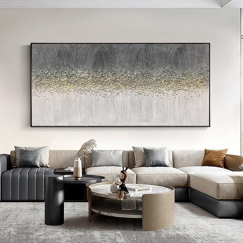 Thick Textured Minimalist Grey and Beige Stone Oil Painting on Canvas - LoveOilpainting