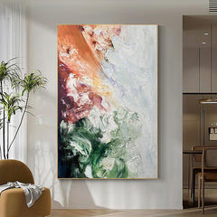 Abstract Colorful Landscape Wall Art Green Brown White Acrylic Oil Painting - LoveOilpainting