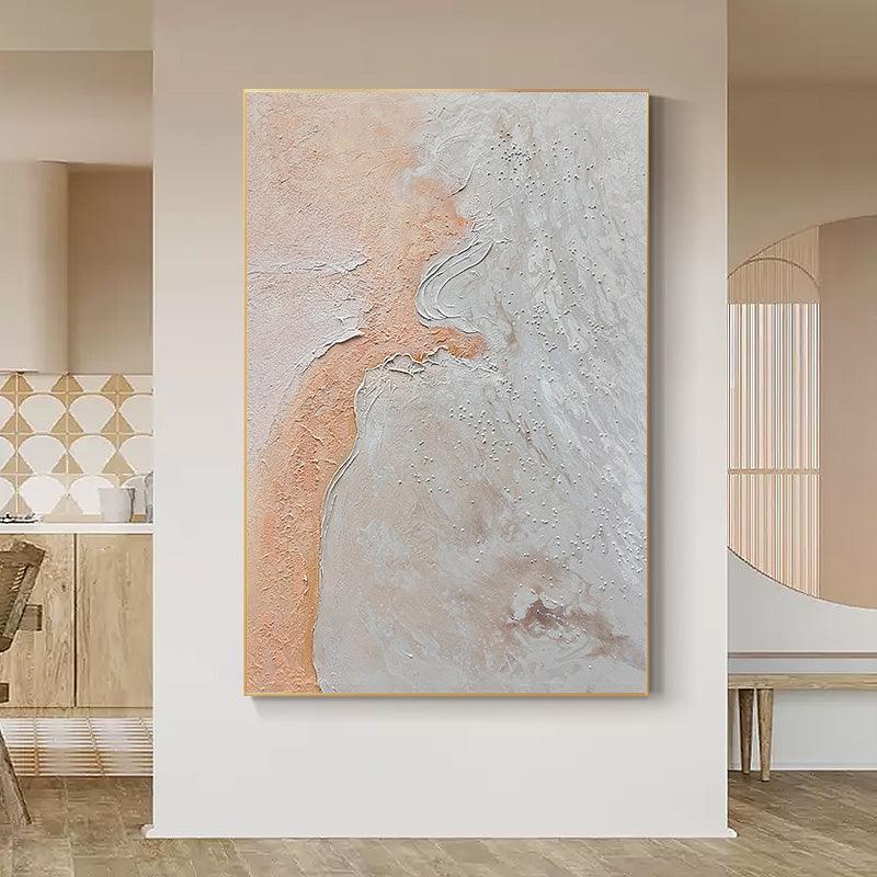 Abstract Orange and Beige Textured Ocean Beach Acrylic Oil Painting - LoveOilpainting