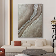 Abstract Acrylic 3D Brown Ocean Beach Wave Landscape Oil Painting - LoveOilpainting