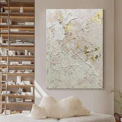 Square Abstract Beige Textured Flower Landscape Oil Painting on Canvas - LoveOilpainting