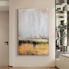 Wabi Sabi Gold Textured Abstract Beige Landscape Wall Art - LoveOilpainting