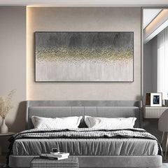 Thick Textured Minimalist Grey and Beige Stone Oil Painting on Canvas - LoveOilpainting