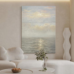 Golden Sea Sunrise Modern Landscape Abstract Sunset Oil Painting - LoveOilpainting