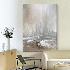 Hand Painted Horizontal Brown and Grey Abstract Wall Art - LoveOilpainting