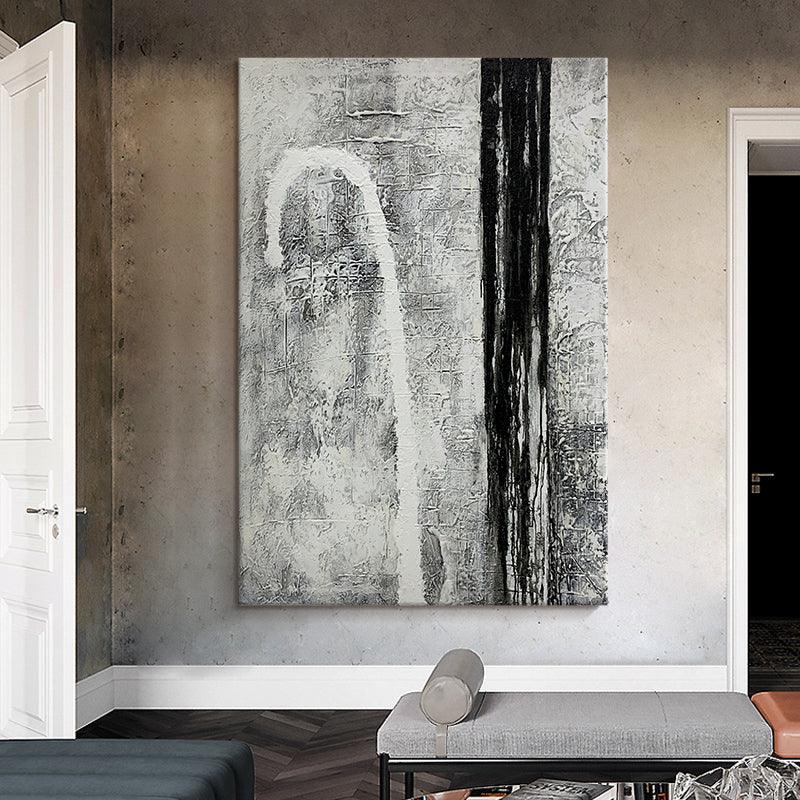 Wabi Sabi Black-White Textured Landscape Wall Art - LoveOilpainting