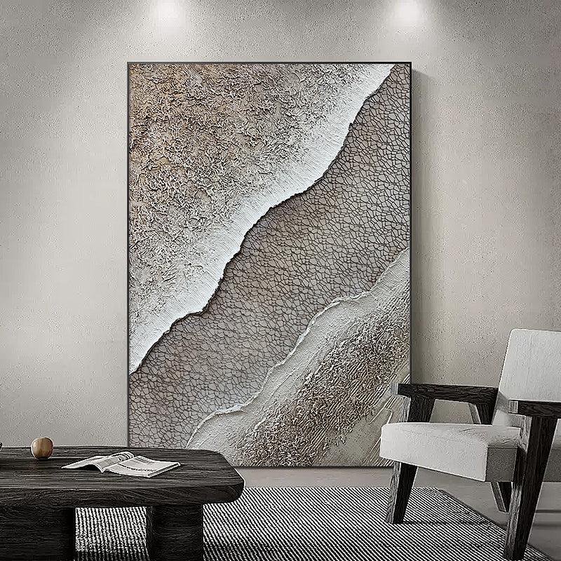 Hand-made 3D Minimalist Beach Wave Oil Painting Landscape Wall Art - LoveOilpainting