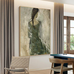 Abstract Lady Acrylic Oil Painting Modern View of Girl's Back Wall Art Canvas - LoveOilpainting