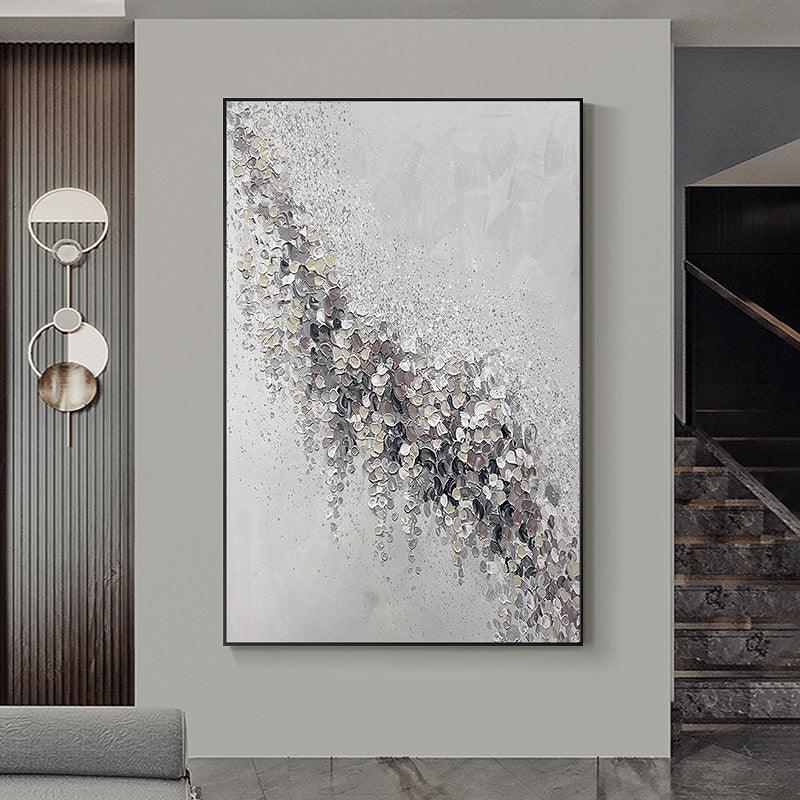 Abstract Leaf Grey and Brown Textured Acrylic Oil Painting - LoveOilpainting