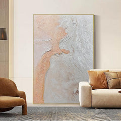 Square Abstract Orange and Beige Textured Landscape Oil Painting - LoveOilpainting