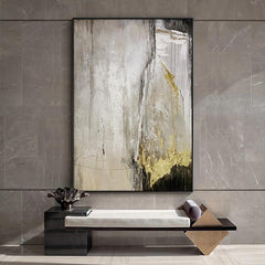 Wabi Sabi Oilpainting Beige and Gold Abstract Landscape Wall Art - LoveOilpainting