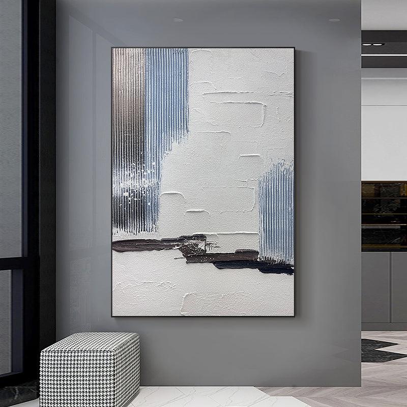 Abstract 3D Minimalist White Quartz Sand Textured Oil Painting - LoveOilpainting