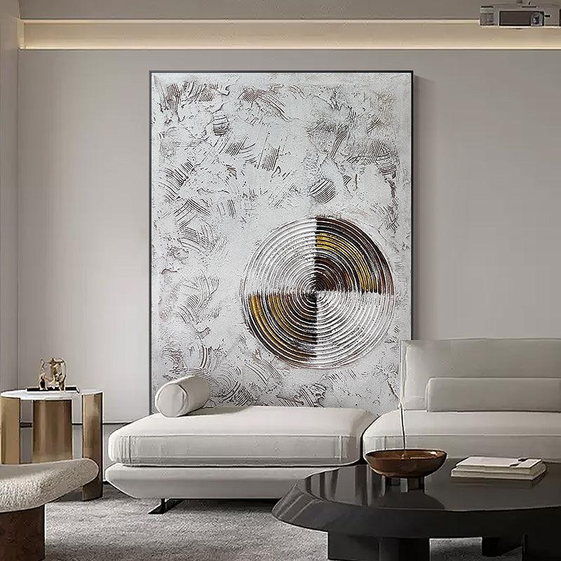 3D Minimalist Beige with Gold Textured Abstract Oil Painting on Canvas - LoveOilpainting