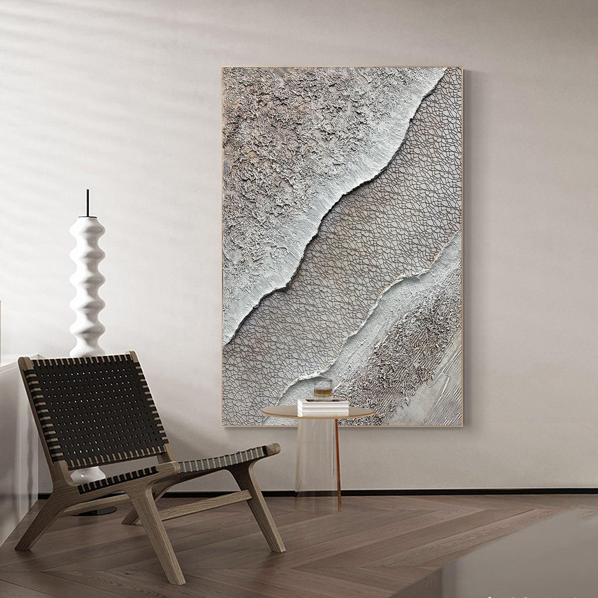 Thick Textured Brown Sea Waves Oil Painting Ocean Beach Wave on Canvas - LoveOilpainting