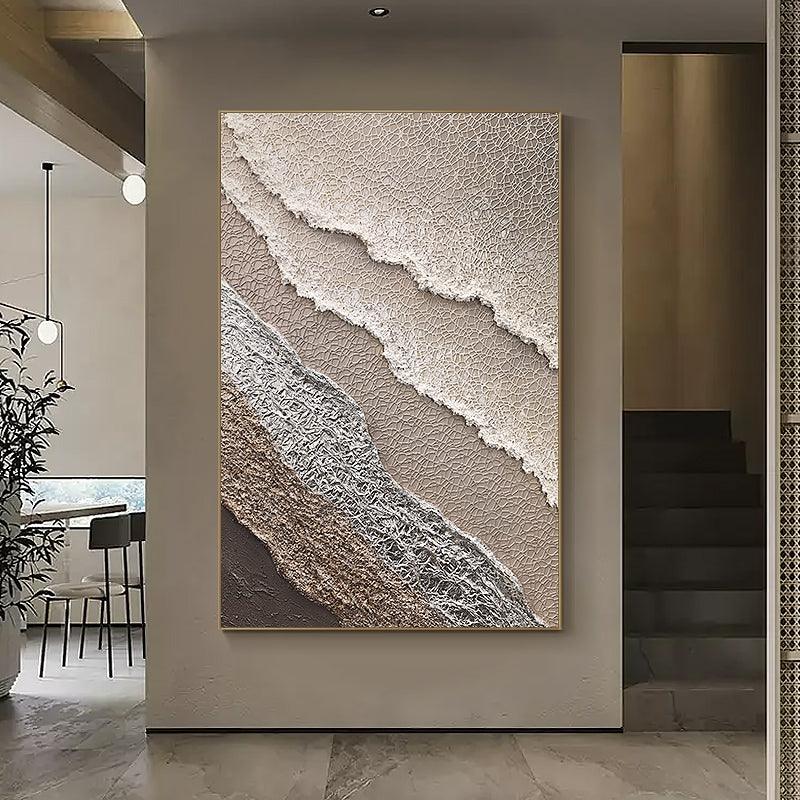 3D Minimalist Ocean Beach Waves Painting on Canvas - LoveOilpainting