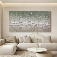 Abstract 3D Textured Acrylic Landscape Ocean Beach Waves Wall Art - LoveOilpainting