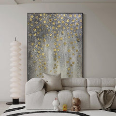 Gold Textured Modern Flower Oil Painting on Canvas - LoveOilpainting