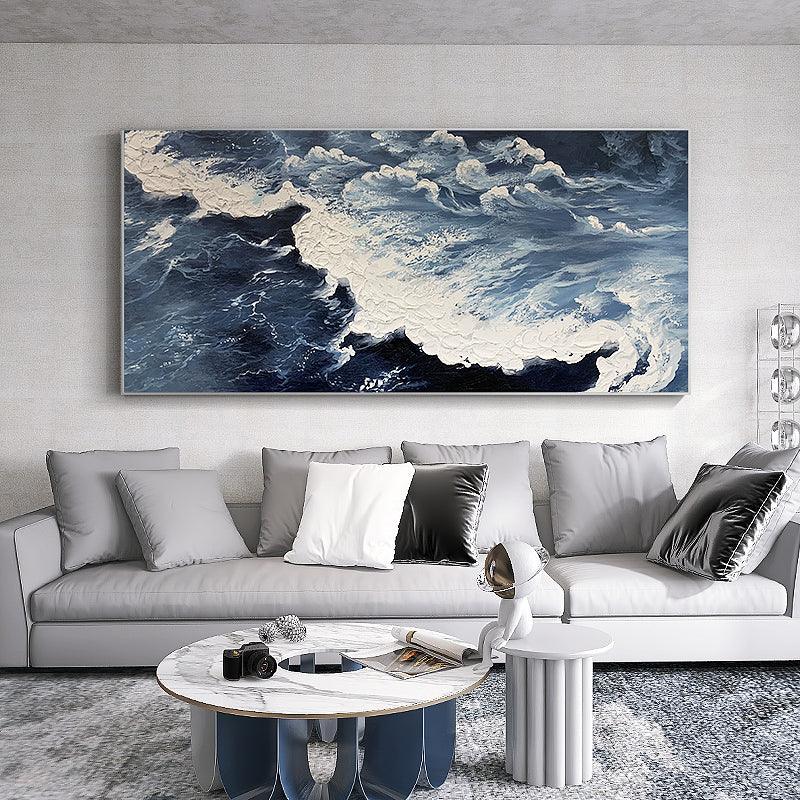 Abstract 3D Minimalist Ocean Landscape Sea Beach Waves Acrylic Oil Painting - LoveOilpainting