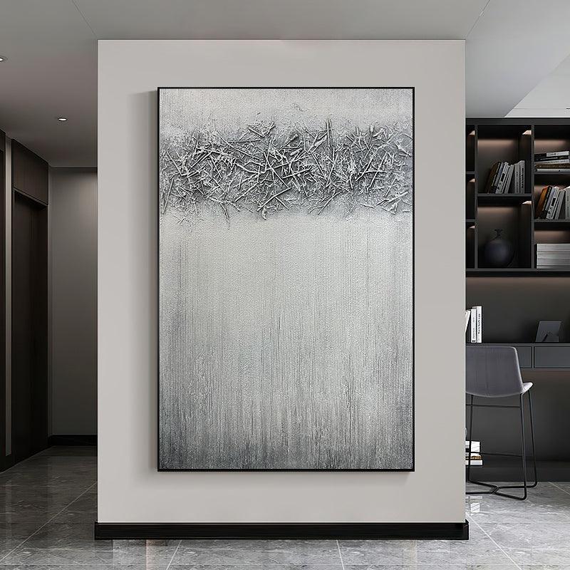 Large Grey Textured Abstract Acrylic Oil Painting - LoveOilpainting