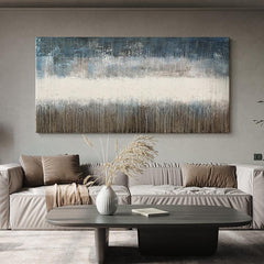 Abstract Blue Brown and Beige Textured Acrylic Oil Painting - LoveOilpainting