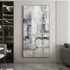 Vertical Abstract Beige Black Texture Oil Painting Can be hung Horizontally - LoveOilpainting