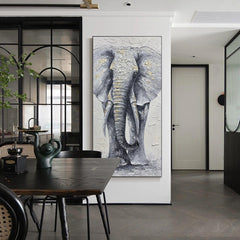 Animal Grey Elephant Abstract Modern Minimalist Oil Painting for Living Dining Room Bedroom - LoveOilpainting