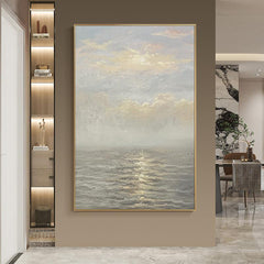 Golden Sea Sunrise Modern Landscape Abstract Sunset Oil Painting - LoveOilpainting