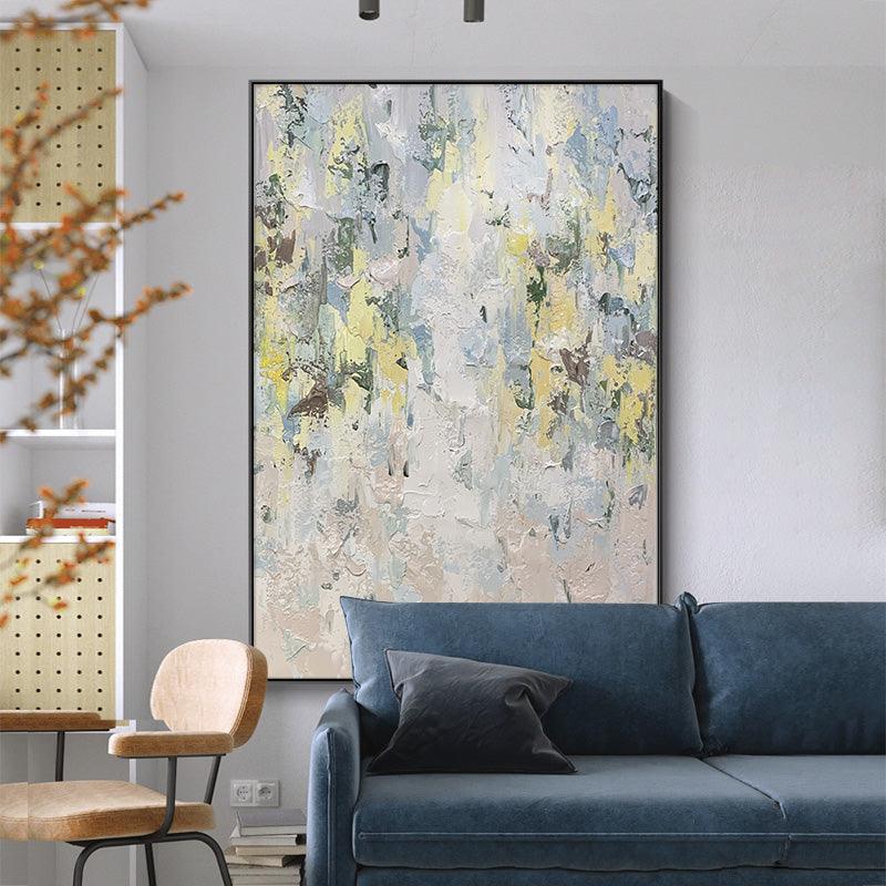 Abstract Modern Floral Beige and Yellow Flower Oil Painting - LoveOilpainting