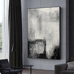 Wabi Sabi Black-White Textured Landscape Wall Art - LoveOilpainting