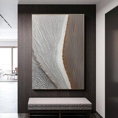 Abstract 3D Textured Beige and Brown Acrylic Oil Painting - LoveOilpainting