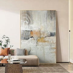 Acrylic Beige and Orange Textured Abstract Landscape Oil Painting - LoveOilpainting