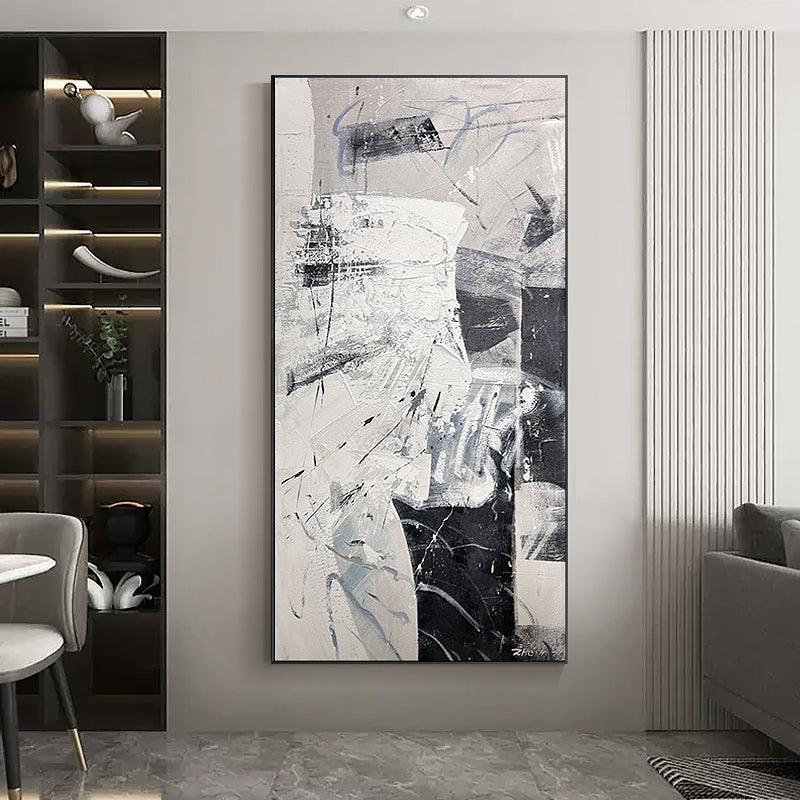 Wabi Sabi Abstract Black and White Textured Oil Painting - LoveOilpainting