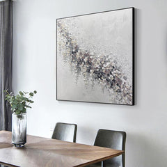 Abstract Leaf Grey and Brown Textured Acrylic Oil Painting - LoveOilpainting