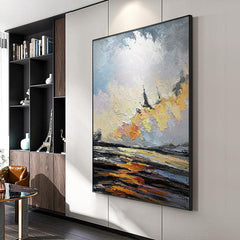 Abstract Colorful Textured Landscape Cloud Sky Acrylic Oil Painting - LoveOilpainting