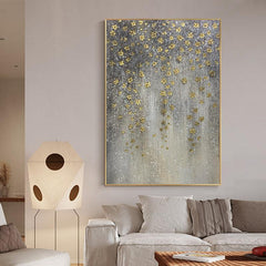 Abstract Contemporary Gold Textured Flower Oil Painting on Canvas - LoveOilpainting