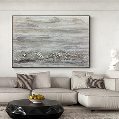 Hand-painted Abstract Grey Textured Landscape Oil Painting - LoveOilpainting