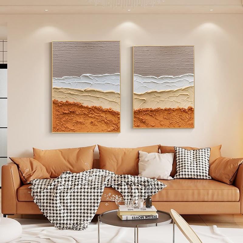 Set of 2 Abstract Minimalist Textured Oil Painting - LoveOilpainting