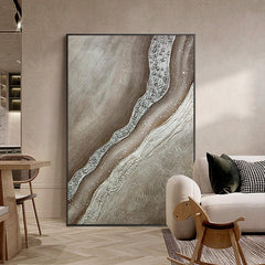 Abstract Acrylic 3D Brown Ocean Beach Wave Landscape Oil Painting - LoveOilpainting