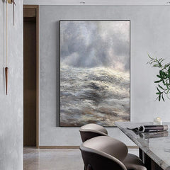 Abstract 3D Grey and Beige Textured Modern Cloudy Sky Oil Painting - LoveOilpainting