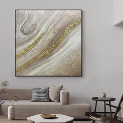 Gold Abstract Oil Painting Gold Foil Textured Wall Art Minimalist Modern Art Wall Decor - LoveOilpainting