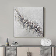 Abstract Leaf Grey and Brown Textured Acrylic Oil Painting - LoveOilpainting